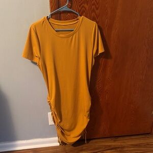 Mustard Yellow Ruched Dress